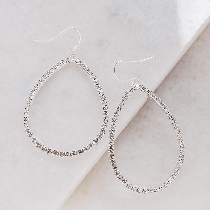 Simulated Diamond Teardrop Dangle Earrings For Women - Gold or Silver Tone with Cubic Zirconia - Hypoallergenic and Safe for Sensitive Ears