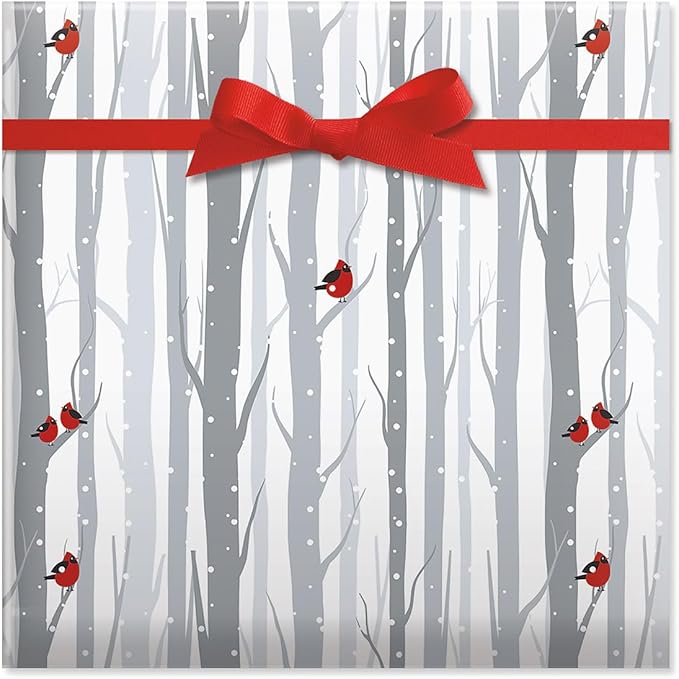 Current Forest Friends Silver Christmas Rolled Wrapping Paper - Premium Jumbo 23-Inch x 32-Foot Gift Wrap Roll, 61 Square Feet Total