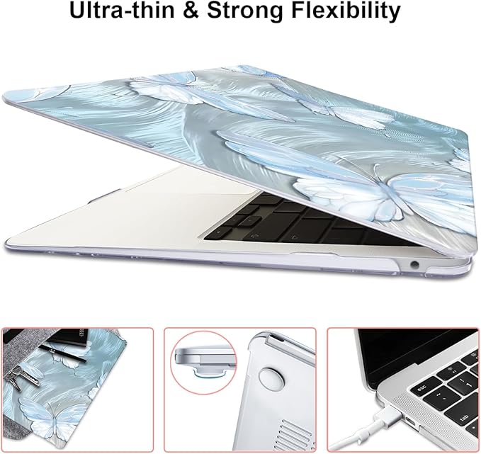 Compatible with 2021 2020 MacBook Air 13 inch Case M1 A2337 A2179 A1932 2018 2019 Release, Pattern Plastic Hard Shell Case & Keyboard Cover for Mac Air 13.3 Touch ID, Tin Foil Butterfly