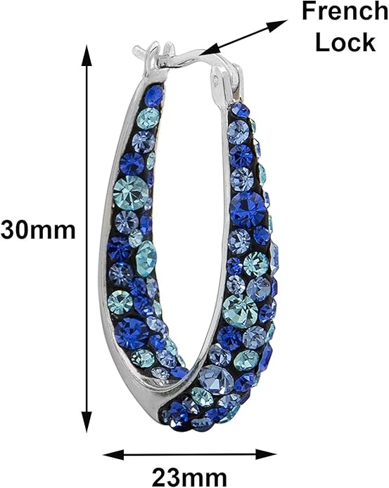 Savlano 14K White Gold Plated Inside Out Crystal Hoop Earrings For Women Comes With Savlano Gift Box