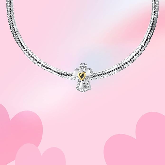 Birthday Fashion Love Heart Dangle Charm 925 Sterling Silver Charms fits Bracelets and Necklace Pendant Bead Charms Jewelry Present for Women Family Friends