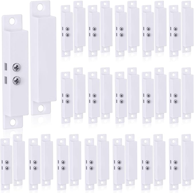 20 Sets NC Wired Surface Mounted Alarm Magnetic Door Contact Sensor Door Window Reed Switch Sensor with Double Side Tape for Security