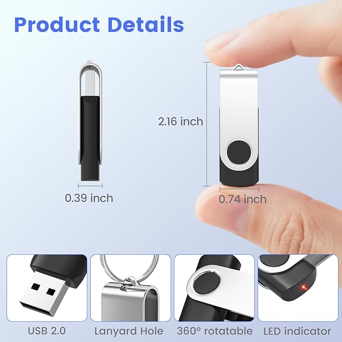 ABLAZE 1GB USB Flash Drive 100 Pack, USB 2.0 Thumb Drives Bulk Memory Sticks Pendrives 100PCS (Black)