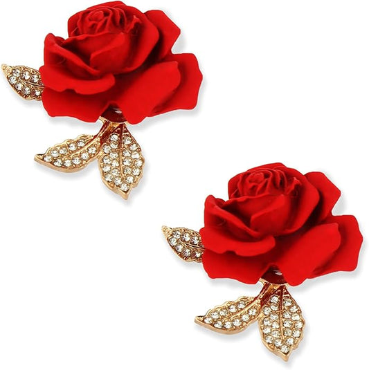 A set of two crystal red rose brooches, featuring elegant enamel floral brooches set with synthetic crystals. This stylish accessory perfectly complements parties, balls, weddings, Valentine's Day gifts, and other occasions, making it an ideal gift for...