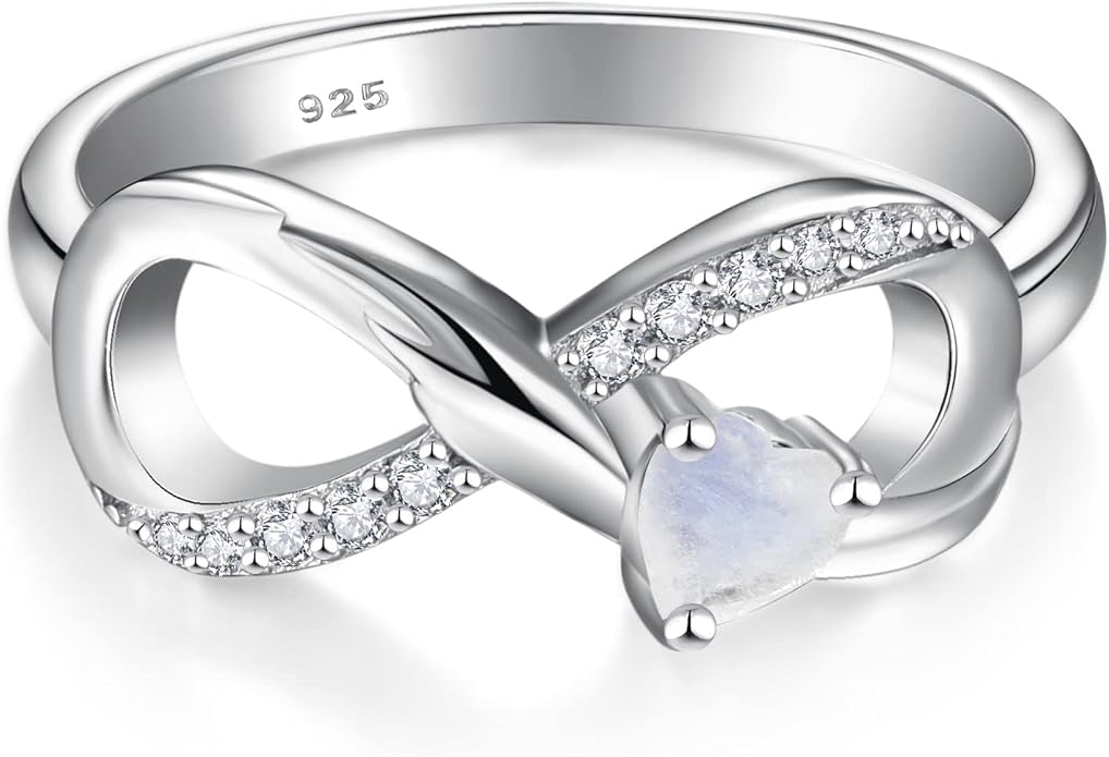 STARCHENIE Infinity Promise Ring 925 Sterling Silver Angel Wings Heart Ring for Women Size 5-10
