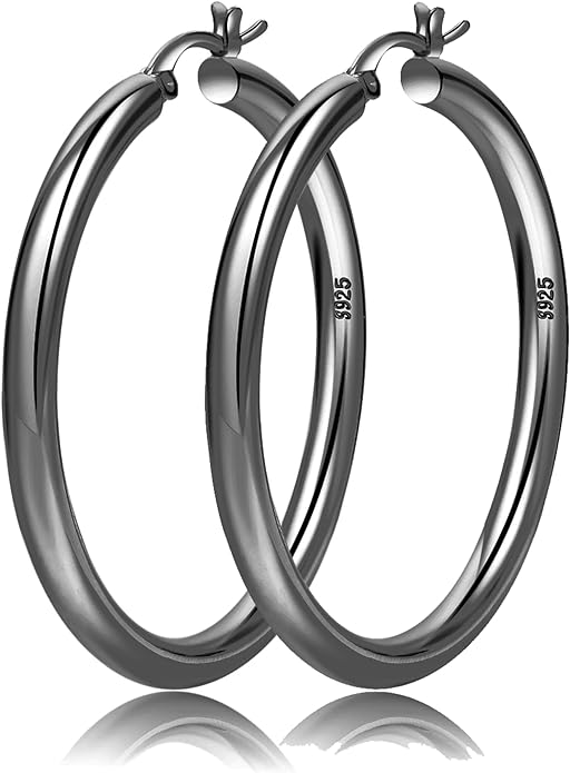 4mm Thick Gold Chunky Earrings Steling Silver Post Hoops Earrings For Women Hollow Tube Hoops Earrings Thick Gold Hoop Earrings Hypoallergenic Lightweight Gold Hoop Large Earrings 20/30/40/50/60MM