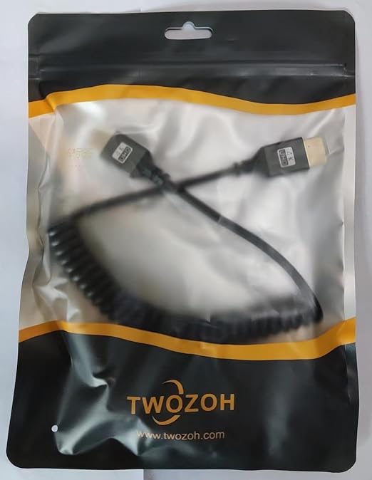 Twozoh Coiled HDMI Extender Cable - 4K UHD Support, 3D, 1080p, HDMI 2.0a/b/1.4a (Extend up to 1.5M/5FT)