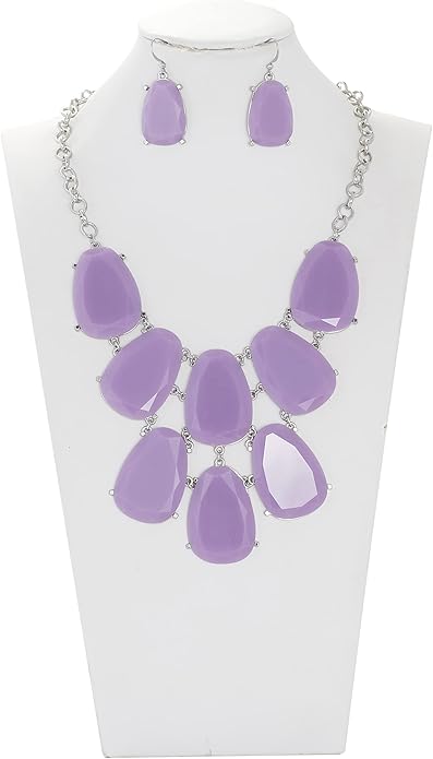 Firstmeet Chunky Bubble Statement Collar Necklace with Earrings for Women