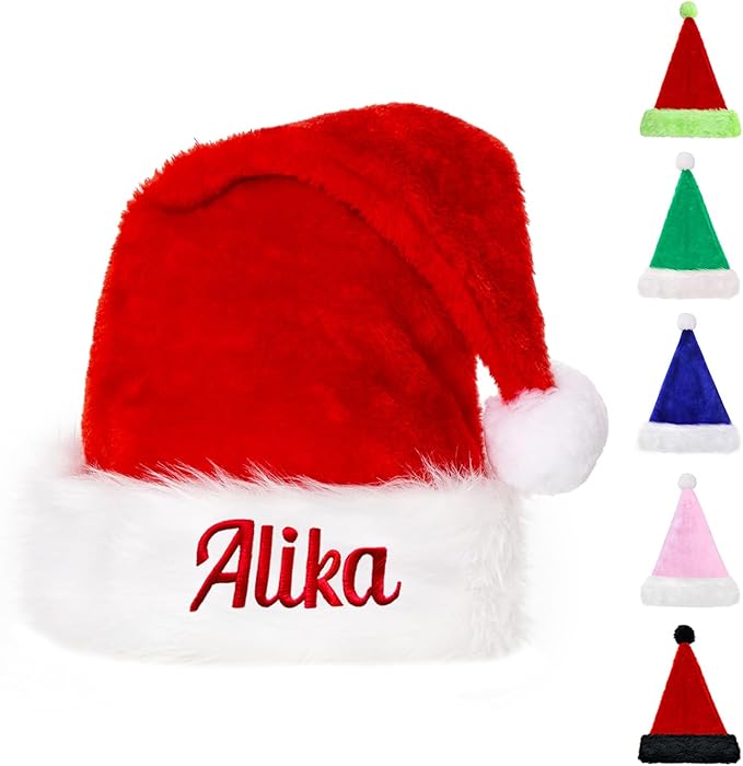 Ulico Custom Christmas Hat, Personalized Santa Hat Embroidered with Name for Kids Adults，Xmas Holiday Christmas New Year
