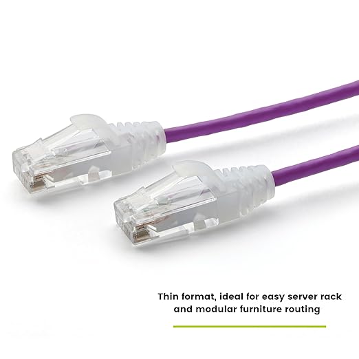 TRUECABLE Cat6 Component Rated Patch Cable, Unshielded (U/UTP), 2ft, Purple, 28AWG Solid Copper, Snagless 10G High-Speed Ethernet Cable, PoE++ 4PPoE 100W, UL Listed, RoHS-3, 1 Pack