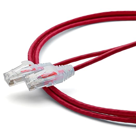 TRUECABLE Cat6 Component Rated Patch Cable, Unshielded (U/UTP), 7ft, Red, 28AWG Solid Copper, Snagless 10G High-Speed Ethernet Cable, PoE++ 4PPoE 100W, UL Listed, RoHS-3, 1 Pack