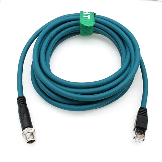 X-Code Ethernet M12 8 Pin RJ45 Network Data Cable for Cognex in Sight DataMan Keyence IV3 SR5000 Sensor Camera Switch Automation Control PLC 25m