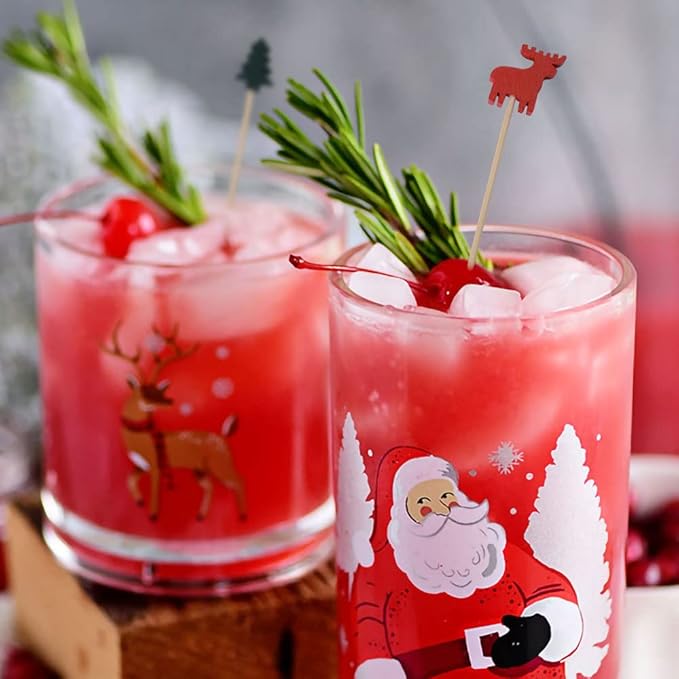 Christmas Cocktail Picks, 100PCS Christmas Food Picks, Toothpicks for Appetizers - Appetizing Skewers for Fruits Dessert Decoration - 4.7 inch
