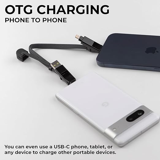 Rolling Square inCharge XL 6-in-1 Multi Charging Cable, (3X Pack) Portable USB and USB-C Cable 100W Ultra-Fast Charging, 1 Ft/0.3m, Black