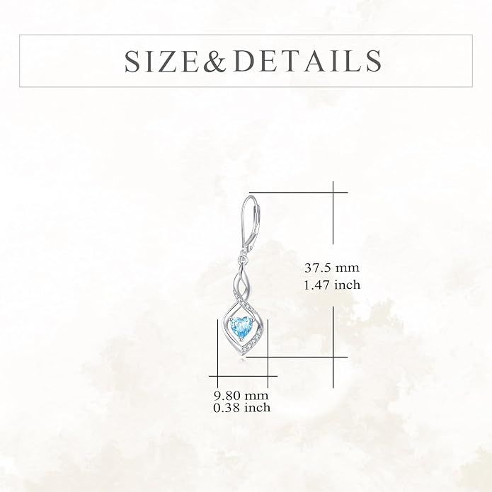 YFN Dangle Drop Earrings 925 Sterling Silver Dainty Infinity Gemstone Birthstone Jewelry Birthday Gifts for Her Women