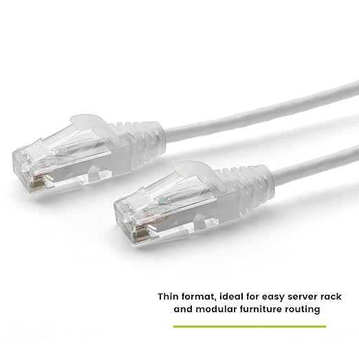 TRUECABLE Cat6 Component Rated Patch Cable, Unshielded (U/UTP), 2ft, White, 28AWG Solid Copper, Snagless 10G High-Speed Ethernet Cable, PoE++ 4PPoE 100W, UL Listed, RoHS-3, 1 Pack