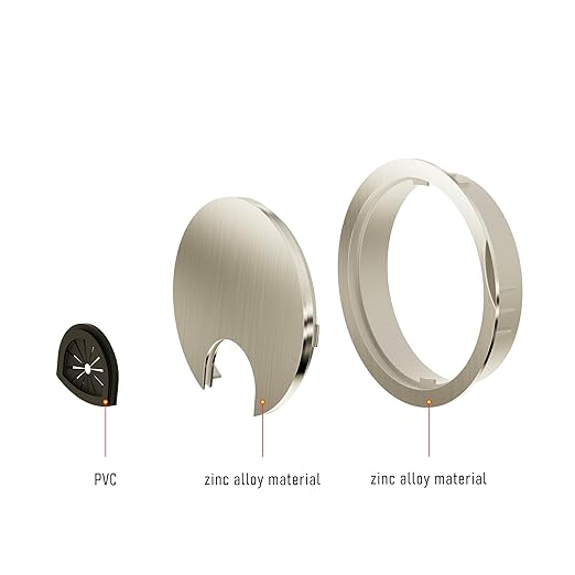 Desk Grommet 2 Inch 50mm, Zinc Alloy Computer Desk Wire Hole Cover, Office Desktop Cord Cable Hole Metal Ring, Brushed Silver