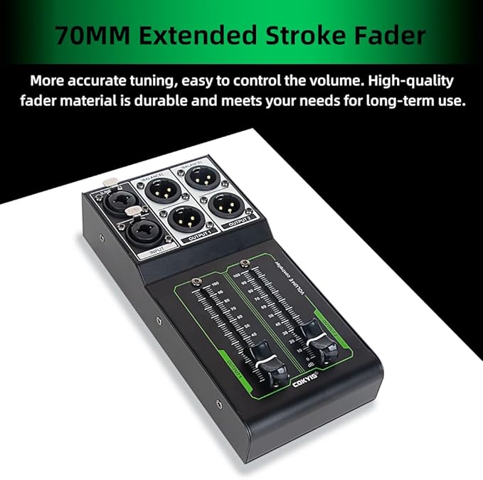 Passive Stereo Volume Controller, XLR 2 Input 2 Output Stereo Studio Controller, Plug and Play for Studio Speakers, Home Audio with Metal Interfaces, Great for Live Performance