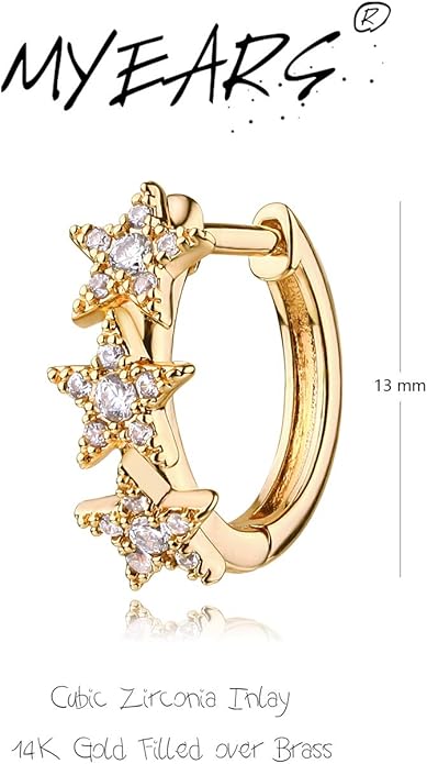 MYEARS Women Earrings Gold Huggie Hoop Ear Stud Cuff 14K Small Simple Hypoallergenic Everyday Jewelry