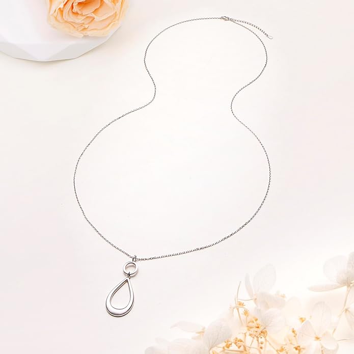 Long Necklace Sterling Silver Larait Bar Y Lariat Long Chain Drop Adjustable Necklace Gift for Her, 30"
