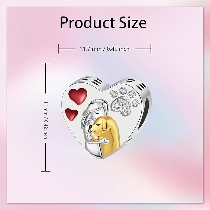 Birthday Fashion Love Heart Dangle Charm 925 Sterling Silver Charms fits Bracelets and Necklace Pendant Bead Charms Jewelry Present for Women Family Friends