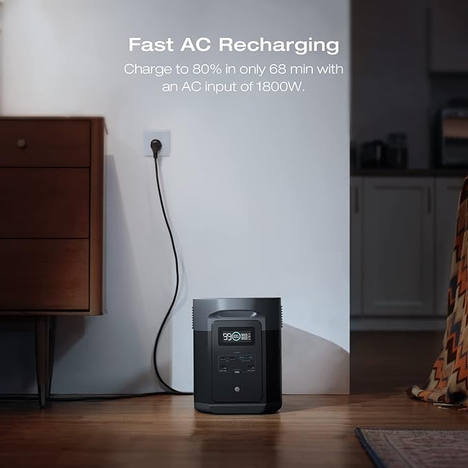 EF ECOFLOW DELTA 2 MAX Power Station with Smart Extra Battery, Expand Capacity from 2048Wh to 4096Wh, Solar Generator for Home Backup, Emergency, Outdoor Camping