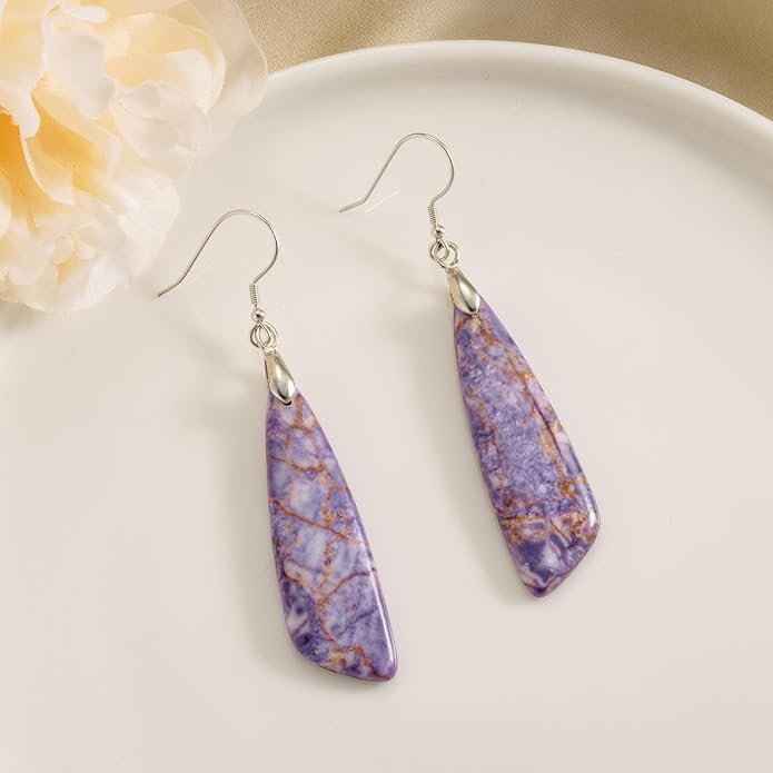 SELOVO Jasper Stone Earrings for Women Trendy Dangle Earrings Fishhook Drop Earrings