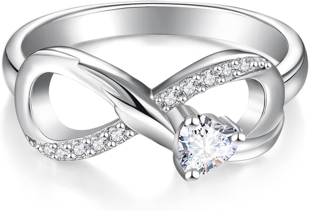 STARCHENIE Infinity Promise Ring 925 Sterling Silver Angel Wings Heart Ring for Women Size 5-10