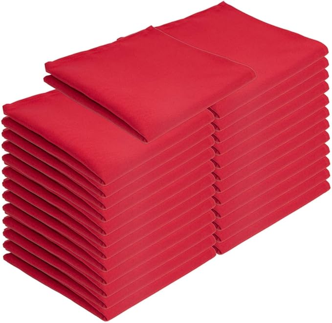 Arkwright Restaurant Cloth Napkins - (Pack of 25) Spun Polyester Dinner Napkin with Hemmed Edges - Ideal for Dinner, Wedding, Party, Banquet, Kitchen, 20 x 20 in, Red