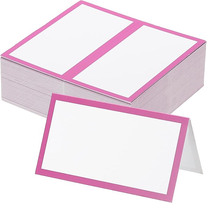 PATIKIL 50Pcs Table Place Cards, 3.5 x 2 Inches Blank Name Place Cards for Table Setting Wedding Reception Buffet, Pink