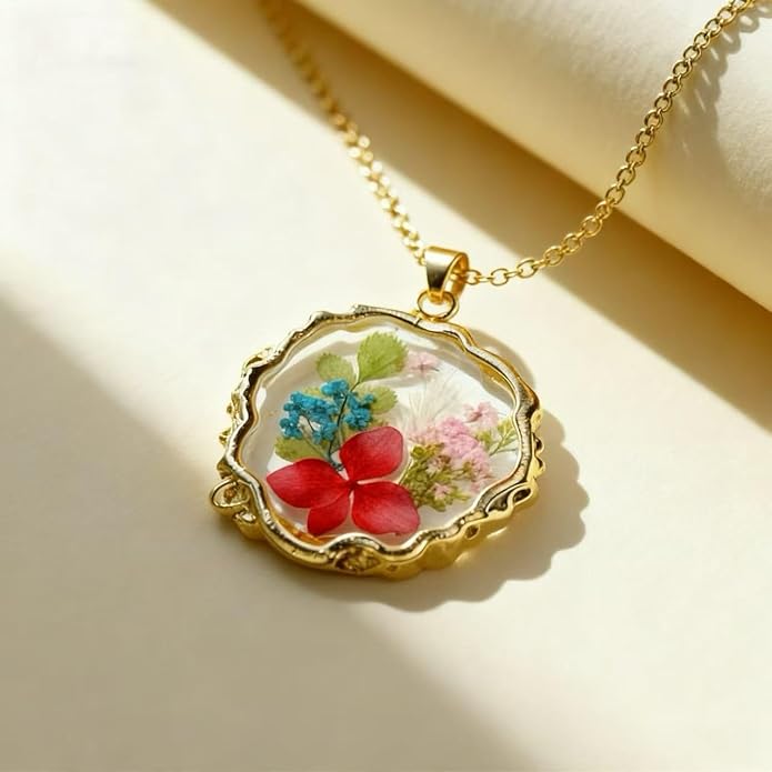 Birth Flower Necklace,1-12 Birth Month Flower Handmade Pendant Necklaces for Women Personalized Custom Floral Jewelry,Boho jewelry,Birthday Gift for Women Girls Best Friend