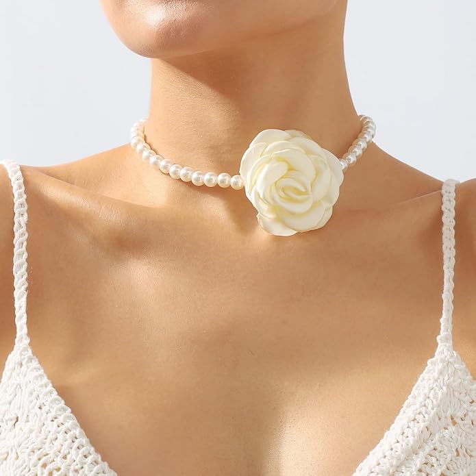 Flower Choker Necklaces for Women Vintage Baroque Floral Rose Collar Necklace Adjustable Bridal Party Prom Jewelry