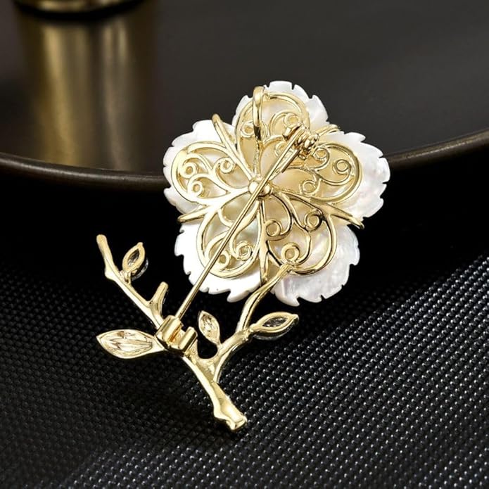 Flower Brooch Pin Rhinestones Pearl Flower Brooches Floral Pin Jewelry for Women Girls
