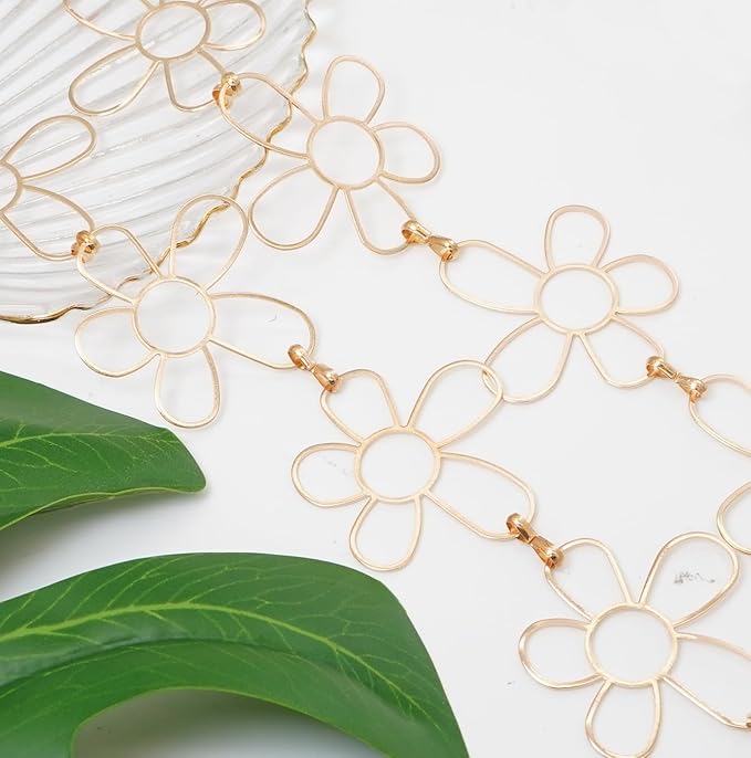 Small Flower Metal Belt Chain - Adjustable Waist Chain for Women's Dresses