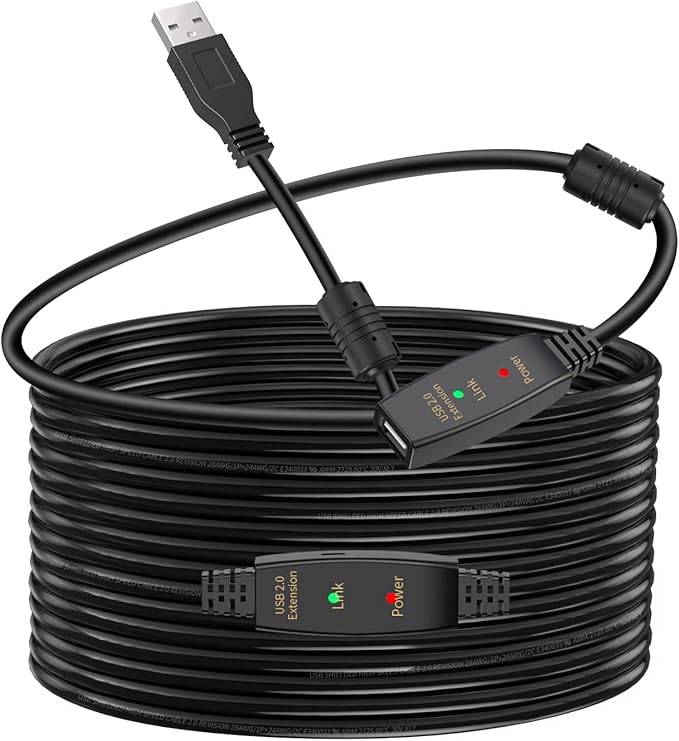 LDKCOK 50FT Active USB Extension Cable 2.0 Male to Female with A Extension chipset Signal Booster - Active Extension/Repeate