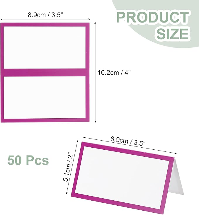 PATIKIL 50Pcs Table Place Cards, 3.5 x 2 Inches Blank Name Place Cards for Table Setting Wedding Reception Buffet, Purple