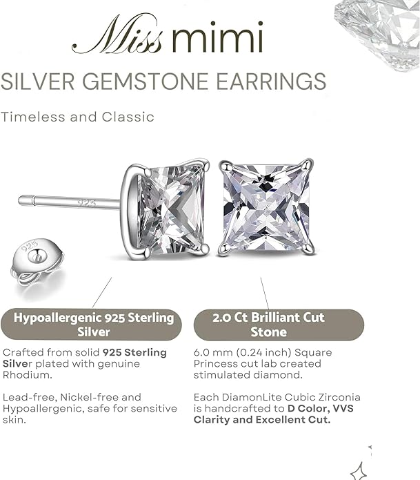925 Sterling Silver Cubic Zirconia Necklace and Earrings Set for Women, Heart, Cushion, Round, Emerald Cut CZ, Solitaire Bezel Jewelry Set, CZ Bridal Jewelry Set, Bridesmaid Gift
