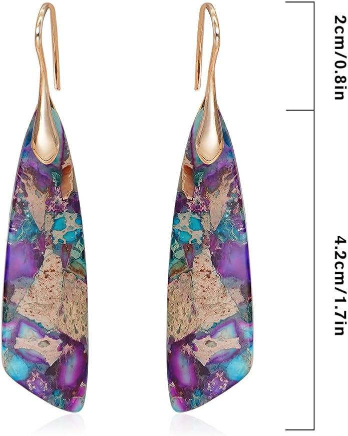 Natural Stone Earrings for Women Boho Triangles Dangle Drop Earrings