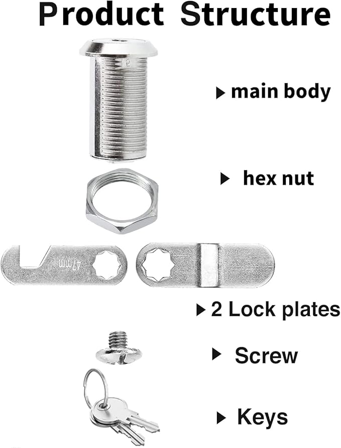 Cabinet Cam Locks Keyed Alike, 1-1/8'' Fits on7/8'' Max Door Thickness, Secure File Drawer Mailbox RV Storage Replacement Set, Zinc Alloy (1-1/8 Inch 6Pcs)