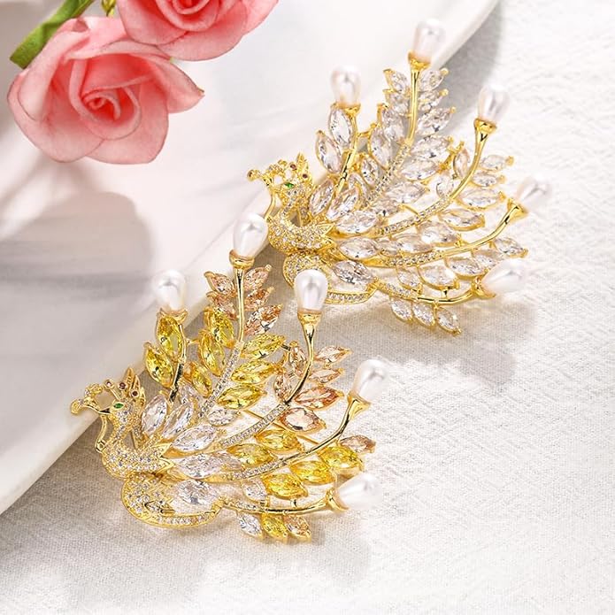 14K Gold Majestic Phoenix Brooch Embellished with Lustrous Pearls and Colorful Gemstones, Sophisticated Jewelry for Memorable Events, Must-Have Accessory for Elegant Women