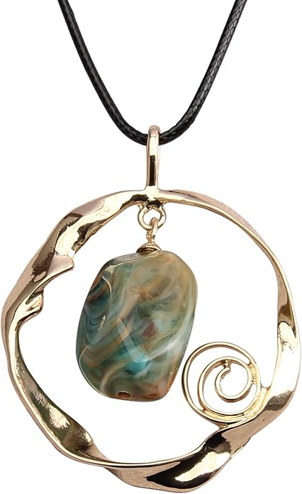 GelConnie Boho Necklaces for Women Vintage Silver Circles Long Pendant Necklace Cowgirl Sweater Necklace Adjustable Leather Choker Necklace for Women