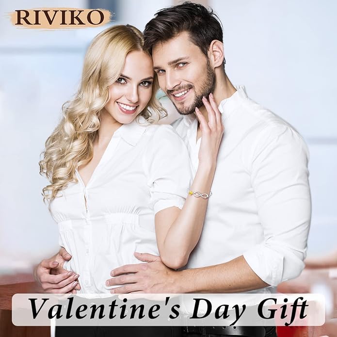 RIVIKO Infinity Love Heart Symbol Charm Bracelet for Women 925 Sterling Silver Adjustable Birthday Valentine’s Day Christmas Mothers Day Jewelry Gift for Mom Women Wife Her Friends