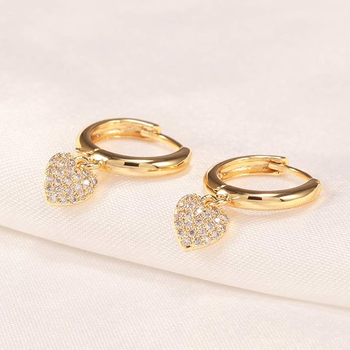 XYJZXY Gold Huggie Small Hoop Earrings with Charm Personalized Snake/Evil Eye/Star/Cross/Lock/Key 18k Gold Plated Crystal Drop Dangle Earrings for Women