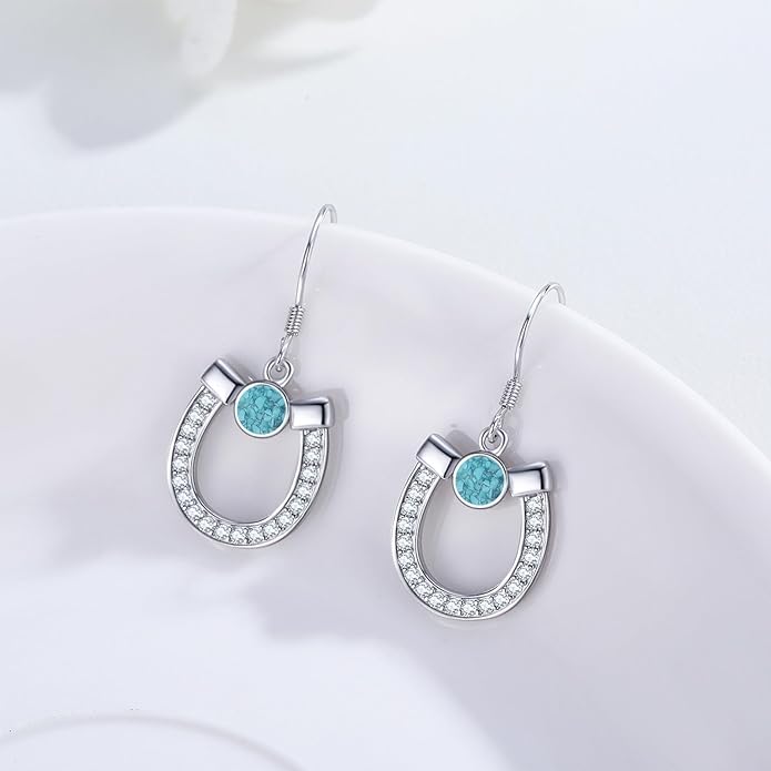 Western Earrings for Women 925 Sterling Silver Turquoise Western Country Dangle Drop Earrings Country Jewelry Gifts for Cowgirl Cowboy