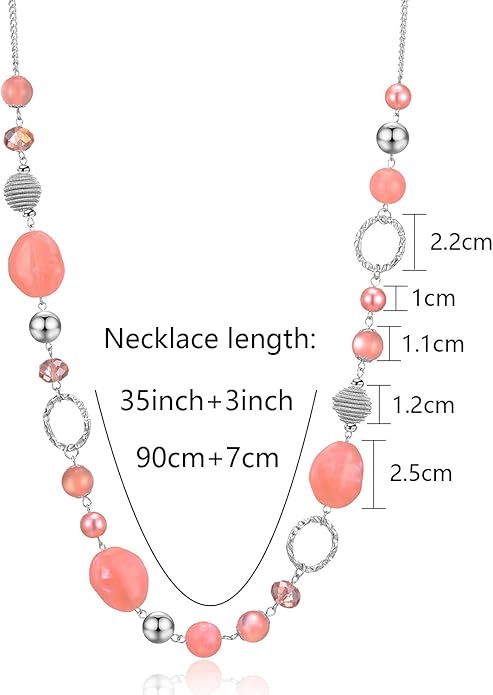 PEARL&CLUB Long Beaded Necklaces For Women - Sweater Chain Fashion Jewelry Necklace Gifts For Women