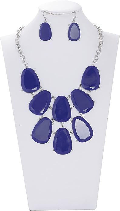 Firstmeet Chunky Bubble Statement Collar Necklace with Earrings for Women