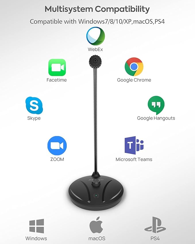 JOUNIVO USB Microphone for Computer, PC/Laptop Mic, Mute Button with LED Indicator, 360 Degree Gooseneck Design, Desktop Microphone for Streaming, Recording, Dictation, Podcasting, YouTube, JV610PRO