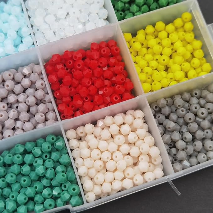 INSPIRELLE Approx 2400pcs 4mm Opaque Multicolor Bicone Beads for Jewelry Bracelet Making Bulk Faceted Crystal Glass Briolette Beads