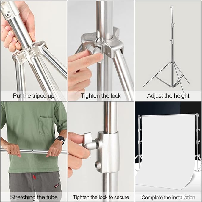 Photo Video Studio Backdrop Stand, 9.19ft Stainless Steel Backdrop Support System Background Stand with Carry Bag for Portrait & Studio Photography