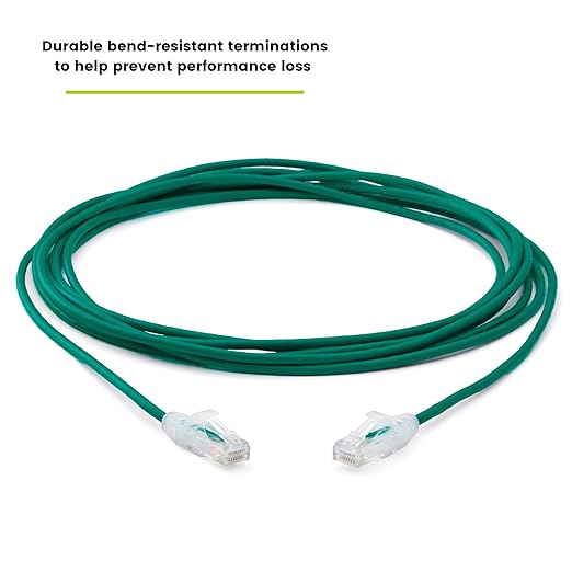 TRUECABLE Cat6 Component Rated Patch Cable, Unshielded (U/UTP), 14ft, Green, 28AWG Solid Copper, Snagless 10G High-Speed Ethernet Cable, PoE++ 4PPoE 100W, UL Listed, RoHS-3, 5 Pack